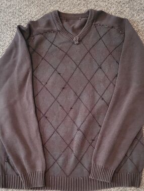 Mens Brown And Green Argyle Sweater